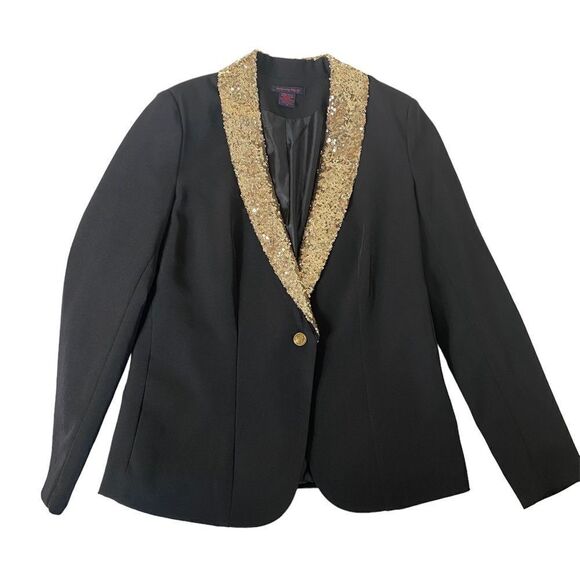 Imaginary Voyage S/M 4-6 blazer jacket with tiny gold sequins on lapel - Picture 6 of 10